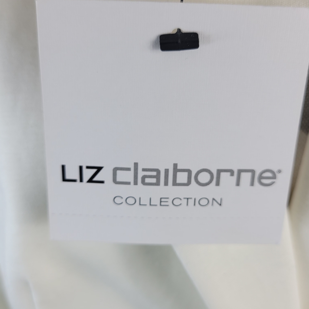 NWT Liz Claiborne Collection White Cotton Blazer Lined Shoulder Pads Size Medium - Picture 6 of 13